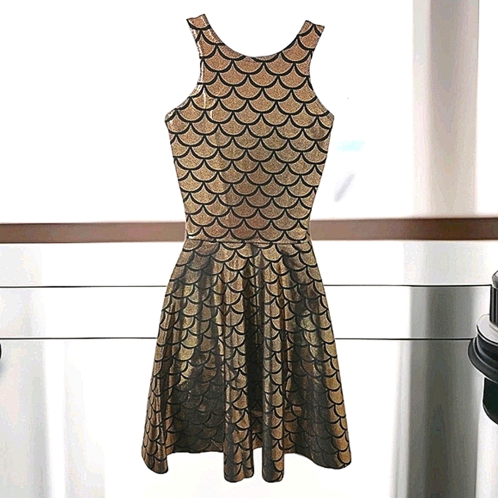 BlackMilk Mermaid Bronze Reversible Skater Dress--Limited - Picture 4 of 6